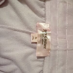 Juicy Couture Light Pink Velour Jogger Pants Rhinestone Logo Drawstring Pockets